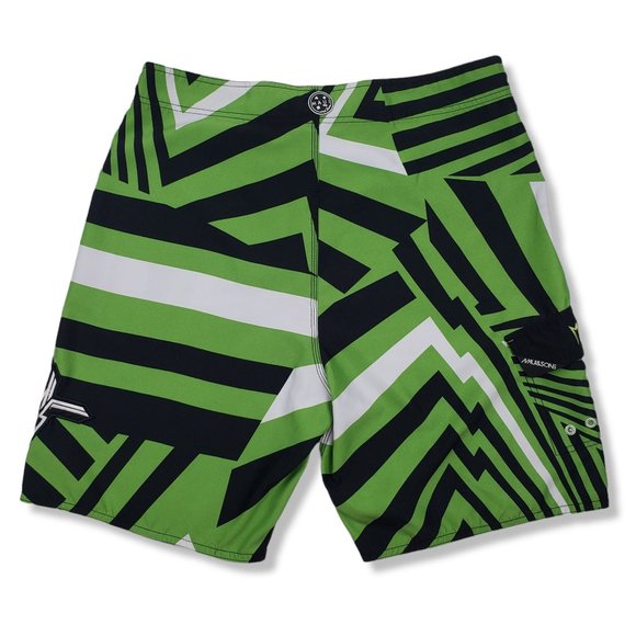 Maui and Sons Mens Surf Board Shorts Green Black Geo Print Size 34 - Picture 5 of 13
